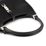 002 1068 Black Leather Jackie Shoulder Bag