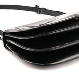 1995 Black Spazzolato Patent Leather Flap Shoulder Bag