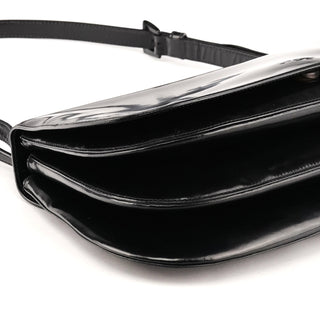 1995 Black Spazzolato Patent Leather Flap Shoulder Bag
