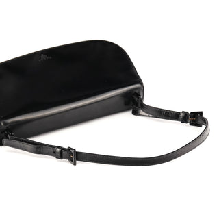 1995 Black Spazzolato Patent Leather Flap Shoulder Bag