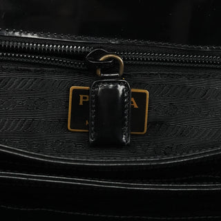 1995 Black Spazzolato Patent Leather Flap Shoulder Bag
