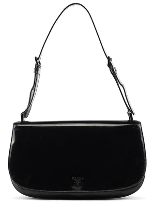 1995 Black Spazzolato Patent Leather Flap Shoulder Bag