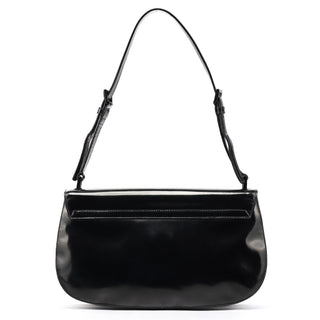 1995 Black Spazzolato Patent Leather Flap Shoulder Bag