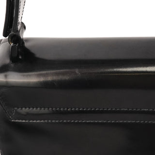 1995 Black Spazzolato Patent Leather Flap Shoulder Bag