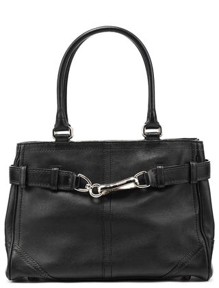 8A70 Black Leather Hamptons Tote Bag