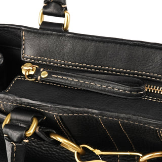 F10212 Black Pebbled Leather Hamptons Tote Bag