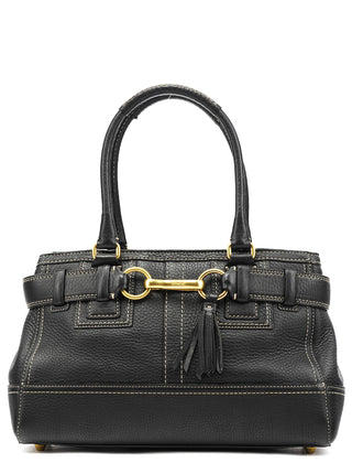 F10212 Black Pebbled Leather Hamptons Tote Bag