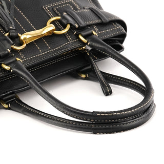 F10212 Black Pebbled Leather Hamptons Tote Bag