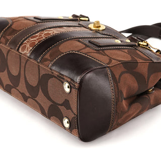 11071 Brown Signature Turnlock Tote Bag