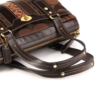 11071 Brown Signature Turnlock Tote Bag