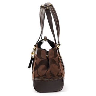 11071 Brown Signature Turnlock Tote Bag