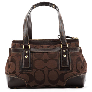 11071 Brown Signature Turnlock Tote Bag