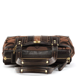 11071 Brown Signature Turnlock Tote Bag