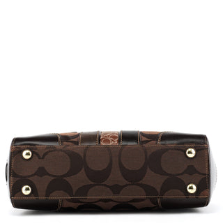 11071 Brown Signature Turnlock Tote Bag