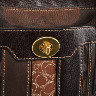 11071 Brown Signature Turnlock Tote Bag