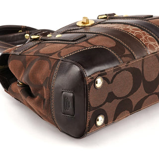 11071 Brown Signature Turnlock Tote Bag