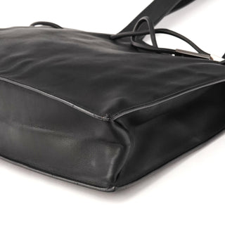 002 1053 Black Leather Drawstring Tote Bag