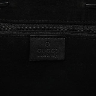 002 1053 Black Leather Drawstring Tote Bag