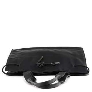 002 1053 Black Leather Drawstring Tote Bag