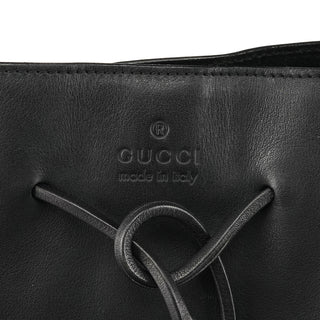 002 1053 Black Leather Drawstring Tote Bag