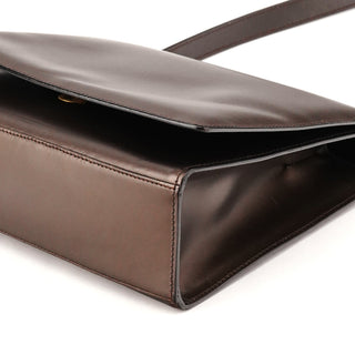 001 2058 Brown Leather Frame Shoulder Bag