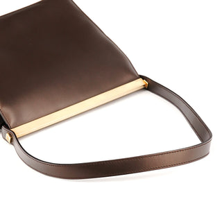 001 2058 Brown Leather Frame Shoulder Bag