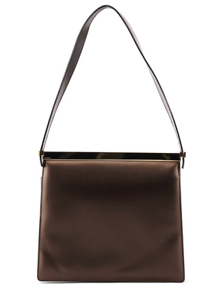 001 2058 Brown Leather Frame Shoulder Bag