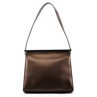 001 2058 Brown Leather Frame Shoulder Bag