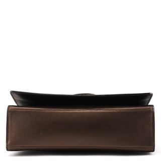 001 2058 Brown Leather Frame Shoulder Bag