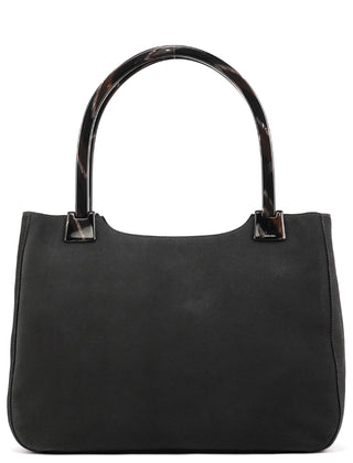 1998 Anthracite Suede Resin Handle Tote Bag