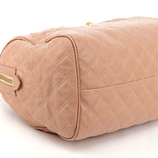 Pink Quilted Leather Bowling Bag