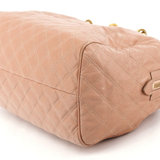 Pink Quilted Leather Bowling Bag