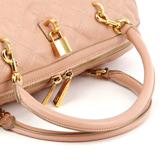 Pink Quilted Leather Bowling Bag