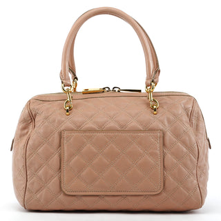 Pink Quilted Leather Bowling Bag