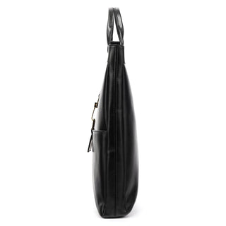 001 4083 Black Leather Jackie Tote Bag