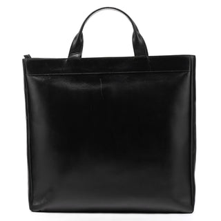 001 4083 Black Leather Jackie Tote Bag