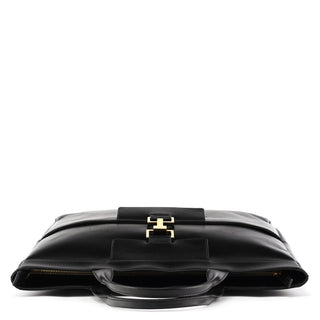 001 4083 Black Leather Jackie Tote Bag