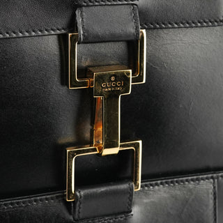 001 4083 Black Leather Jackie Tote Bag