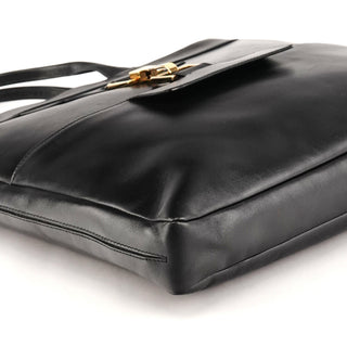 001 4083 Black Leather Jackie Tote Bag