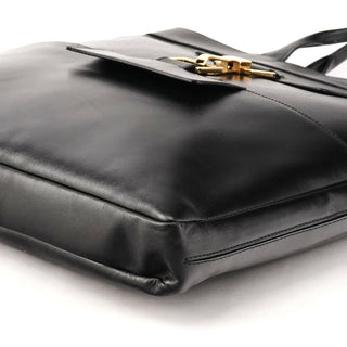 001 4083 Black Leather Jackie Tote Bag