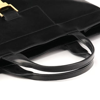 001 4083 Black Leather Jackie Tote Bag