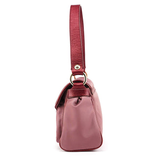 Pink Nylon Leather Flap Shoulder Bag