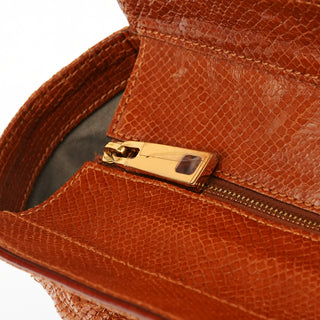 Tan Snake Embossed Quilted Leather Tote Bag