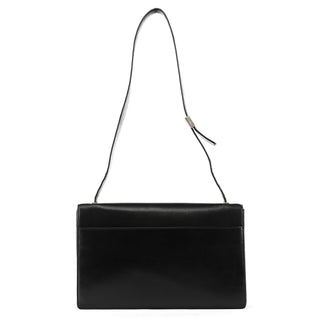 Black Vitello Leather Flap Shoulder Bag
