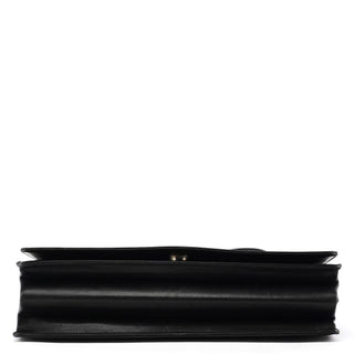 Black Vitello Leather Flap Shoulder Bag