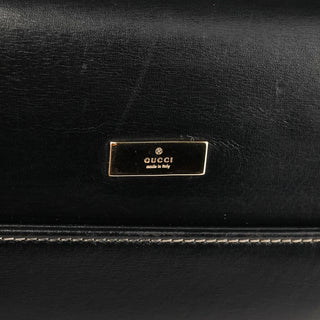 000 0857 Black Leather Lady Lock Top Handle Bag
