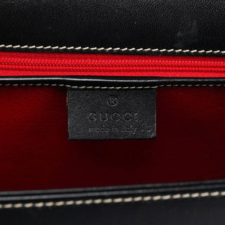 000 0857 Black Leather Lady Lock Top Handle Bag