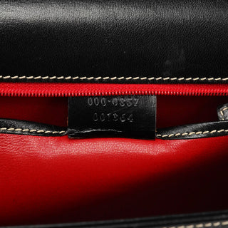 000 0857 Black Leather Lady Lock Top Handle Bag