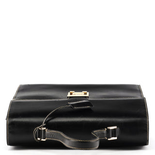 000 0857 Black Leather Lady Lock Top Handle Bag