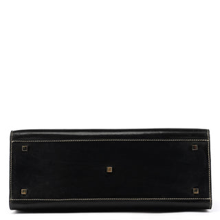 000 0857 Black Leather Lady Lock Top Handle Bag